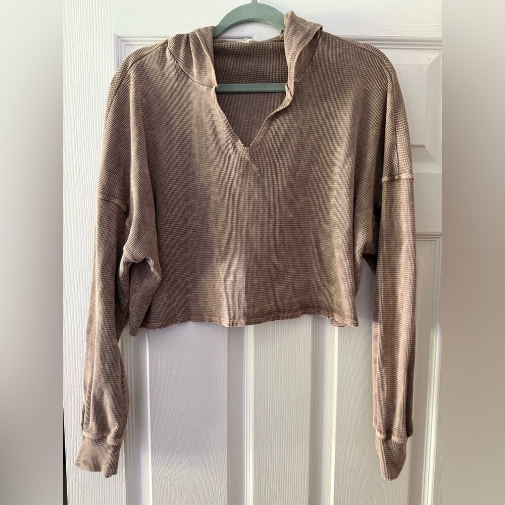 Casual Brown Long Sleeve Women's Top
